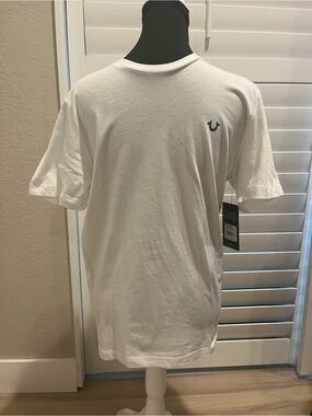 True Religion White Short Sleeve Tee with Horseshoe Logo